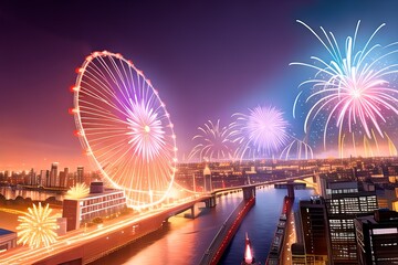 AI-generated Image Of New Year's Eve Fireworks In  London City 