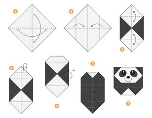 Origami tutorial for kids. Origami cute Panda.