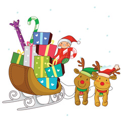 a sleigh and deer full of gifts
- 549066455