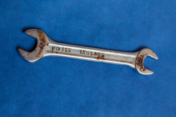 Wrench or Spanner on blue background