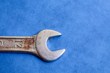 Wrench or Spanner on blue background