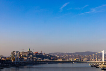 Fototapeta na wymiar Budapest, Hungary The Elisabeth Bridge over the Danube river and skyline.