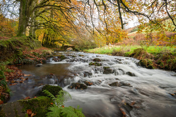 Robbers Bridge in Exmoor National Park in autumn