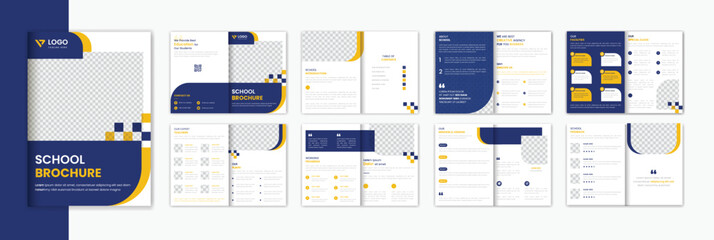 Blue School admission A4 brochure design template, education brochure prospectus design multipage