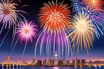 Fototapeta premium AI-generated Image Of New Year's Eve Fireworks In New York City