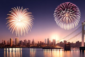 AI-generated Image Of New Year's Eve Fireworks In New York City