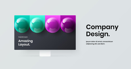 Amazing desktop mockup web project concept. Abstract website screen design vector template.