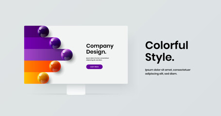 Colorful presentation design vector illustration. Original computer display mockup website layout.