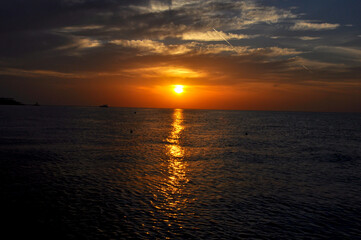 Orange sunset on the Red Sea, Egypt