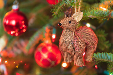 Rustic deer wooden twig Christmas ornament. - 549073231