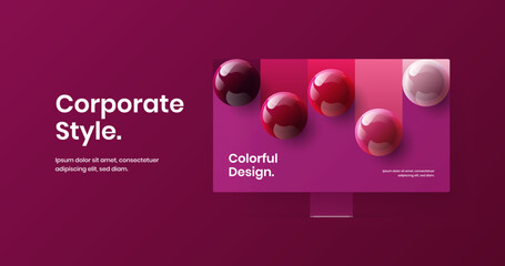Amazing monitor mockup landing page template. Simple web project design vector concept.