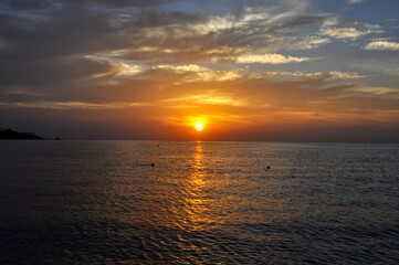 Orange sunset on the Red Sea, Egypt