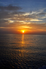 Orange sunset on the Red Sea, Egypt