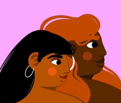 Dos mujeres mirando de perfil