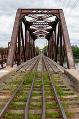 Railway bridge over a river in Peterborough, Ontario
