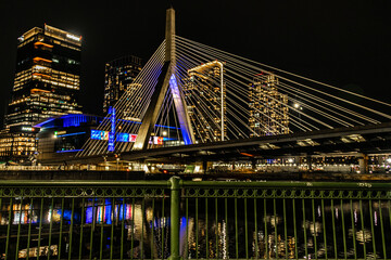 Boston bridge at night