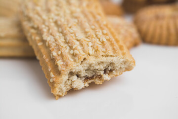 Fototapeta na wymiar Delicious cookies close up on a white
