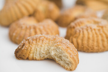 Delicious cookies close up on a white