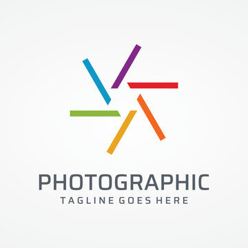 Photography camera logo, lens camera shutter, digital, line, professional, elegant and modern. Logo can be used for studio, photography and other businesses. Using vector illustration editing template