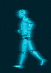 almost human cyberman is walking fast