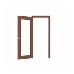 Wooden Open door isolated