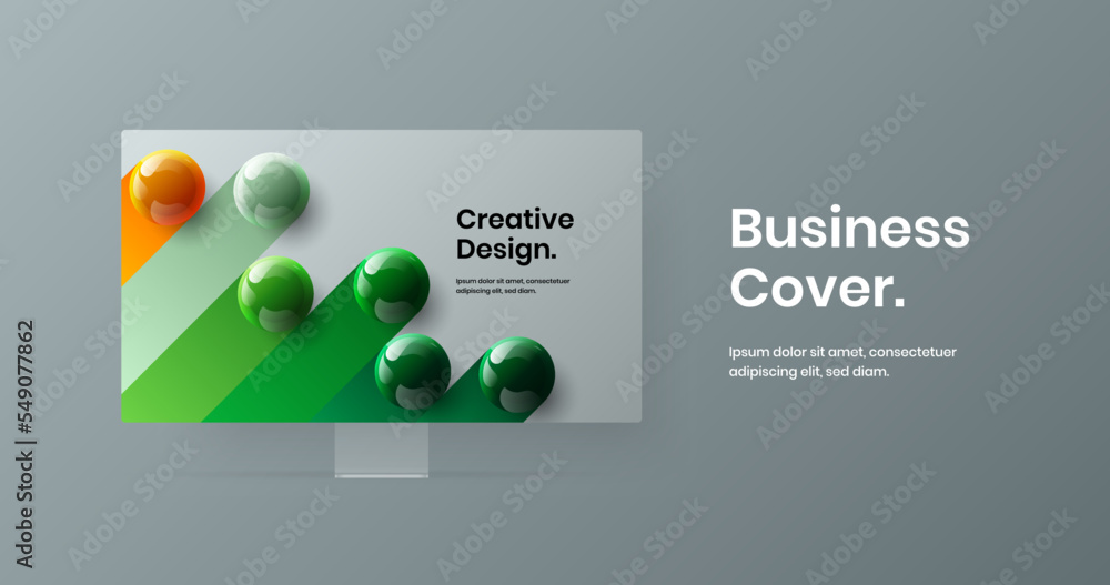Wall mural bright computer monitor mockup landing page illustration. unique web project design vector template.