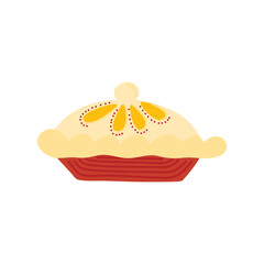 Vector illustration with a large hot pie, cake, pastries, sweets, dessert.