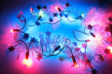 Fototapeta na wymiar Christmas Tinsels with Lights