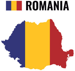 Romania Political Map Contour With Flag