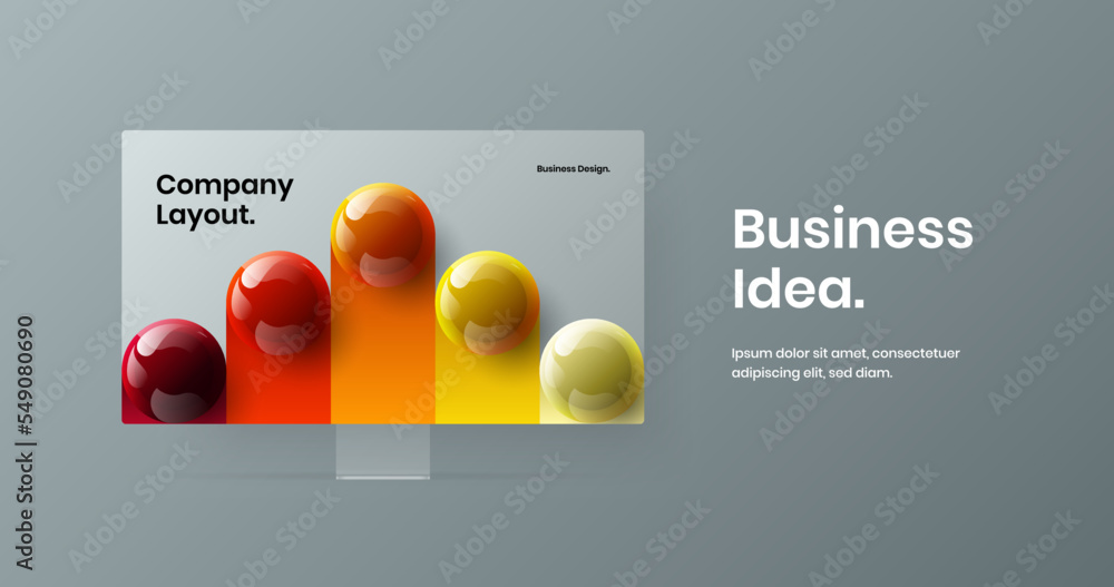 Aufkleber clean monitor mockup presentation concept. vivid landing page design vector layout.