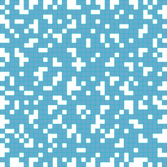 Blue square mosaic or puzzle vector pattern.