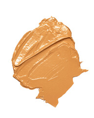 liquid makeup foundation, bb-cream isolated on white background. Gently beige strokes and texture of makeup foundation. liquid tonal cream smear.