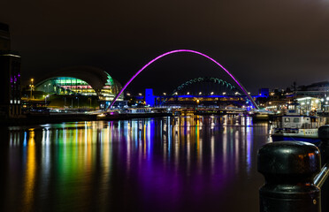 Fototapeta na wymiar Newcastle bridge, evening landscape