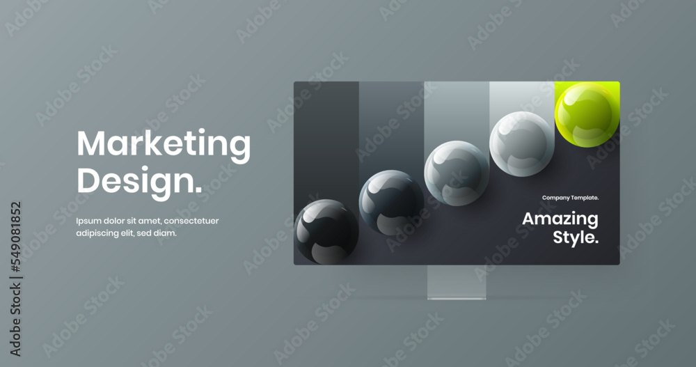 Poster isolated banner design vector template. simple monitor mockup site concept.