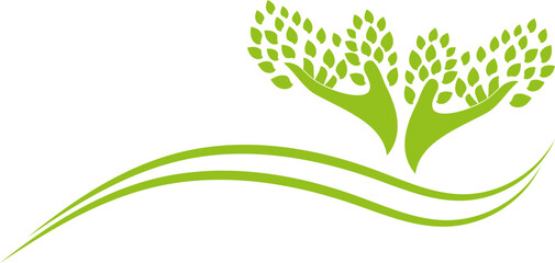 Hände und Blätter, Heilpraktiker, Gärtner Hintergrund	
