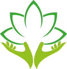 Logo, Zwei Hände und Blätter, Pflanze, Heilpraktiker, Gärtner