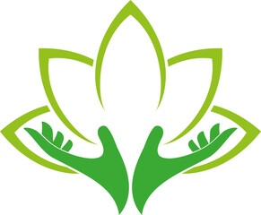 Logo, Zwei Hände, Blätter, Pflanze, Heilpraktiker, Gärtner