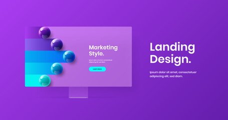 Unique desktop mockup web project concept. Abstract site design vector illustration.