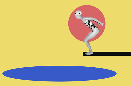 Digital collage with swimmer	