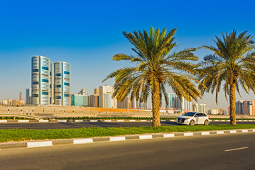 Obraz premium General view of modern buildings in Sharjah
