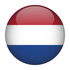 Netherlands 3D Rounded Flag with Transparent Background  - obrazy, fototapety, plakaty