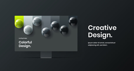 Minimalistic site screen design vector template. Amazing computer display mockup landing page layout.