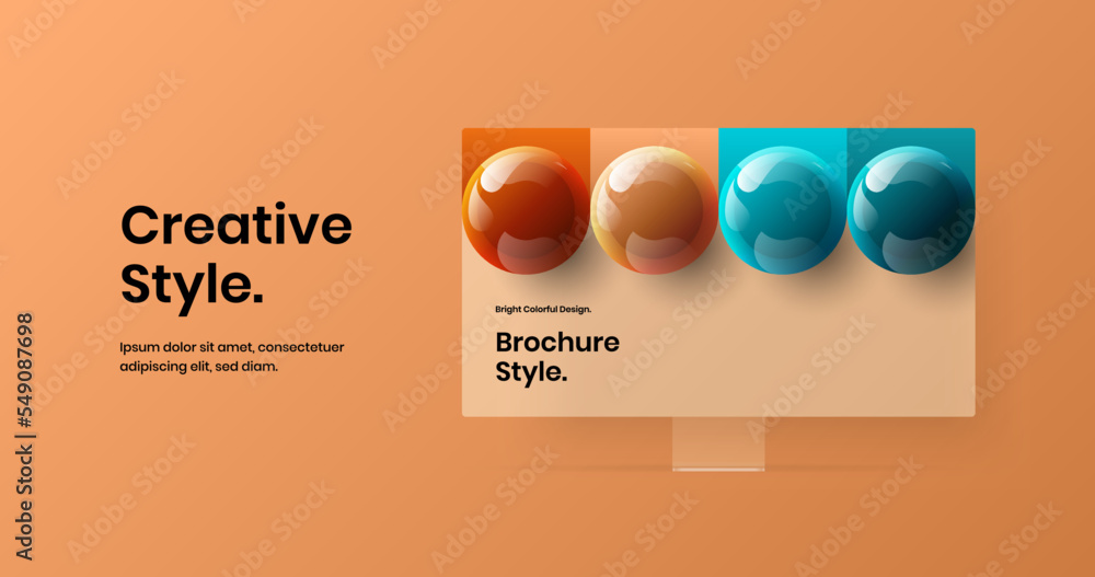Poster simple presentation vector design concept. colorful computer monitor mockup web banner illustration.