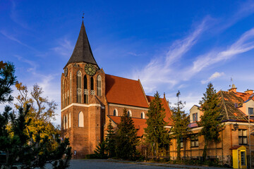 Fototapeta na wymiar Old gothic catholic church in Pruszcz Granski 