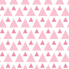 Cute seamless hand-drawn patterns. Stylish modern vector patterns with triangles of bright pink and light pink. Funny Children's Repeating Pink Print