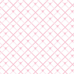 Cute seamless hand-drawn patterns. Stylish modern vector patterns with lines and pink hearts. Funny Children's Repeating Pink Print