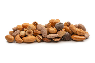 A group of almonds, pistachios, walnuts, macadamia, cashews.