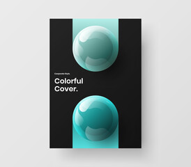 Original presentation A4 vector design illustration. Multicolored realistic spheres postcard template.