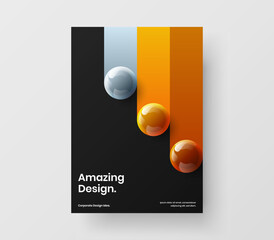 Bright realistic balls poster layout. Trendy leaflet A4 design vector illustration.
