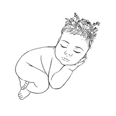 cute new born baby outline